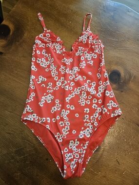 Roxy Girls Red Floral One-Piece Swimsuit